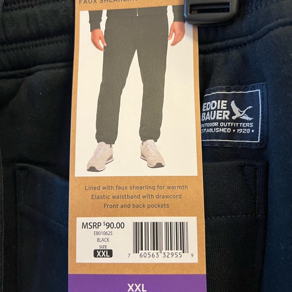 Eddie Bauer Men's Faux Shearling lined Jogger Black XXL - Picture 2 of 8
